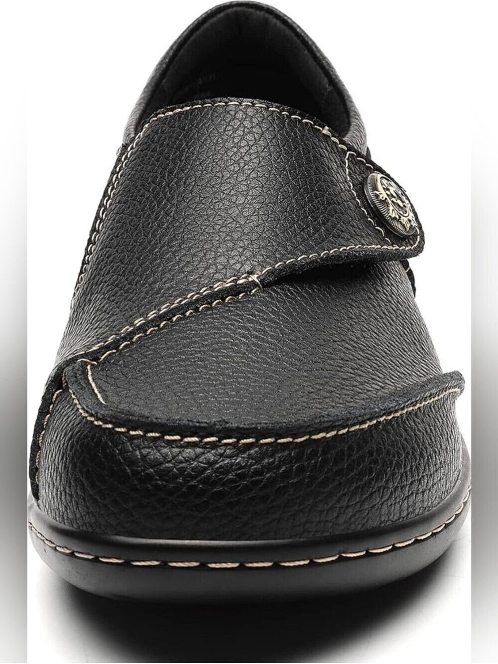 Geoeleph women's black pebbled leather casual slip-on loafers - Picture 7 of 9